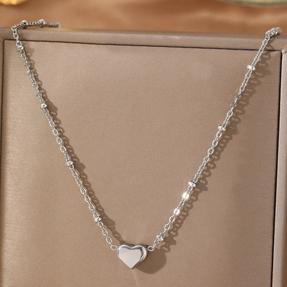 Stainless Steel Necklaces French Heart Pendant Valentine's Day Necklace