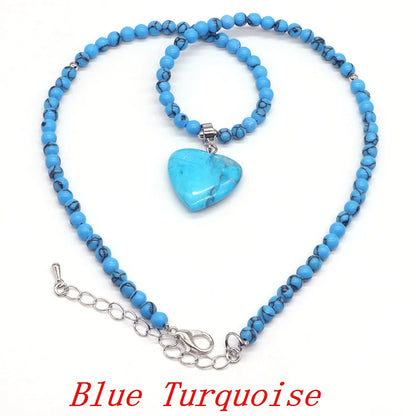 Heart-shaped Gems Bead Chain Natural Stone Lapis Lazuli Necklace