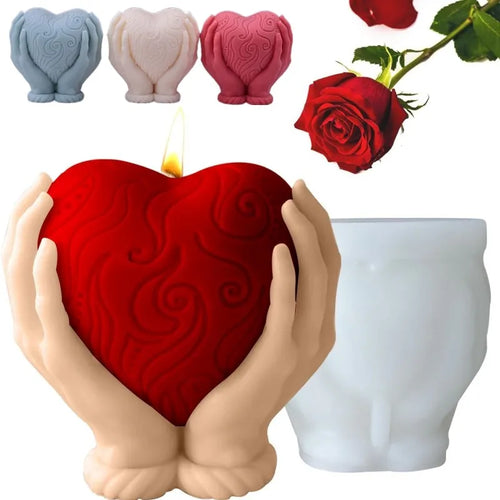 3D Heart Shape Candle Molds Hand Holding Silicone for Valentine's Day