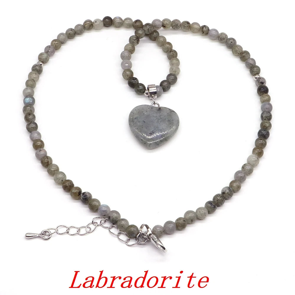 Heart-shaped Gems Bead Chain Natural Stone Lapis Lazuli Necklace