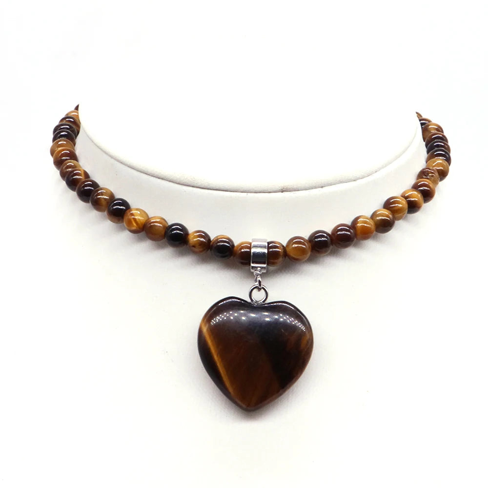 Heart-shaped Gems Bead Chain Natural Stone Lapis Lazuli Necklace