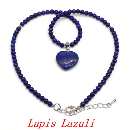 Heart-shaped Gems Bead Chain Natural Stone Lapis Lazuli Necklace