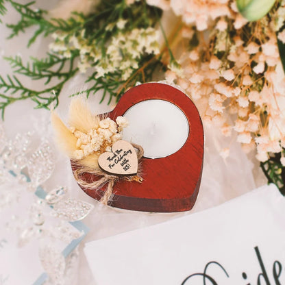 Wedding Wooden Heart Shaped Candlestick Centerpiece Gift