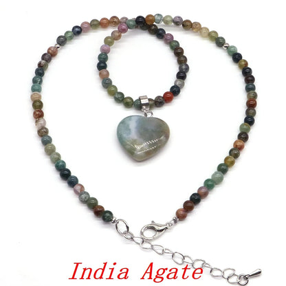 Heart-shaped Gems Bead Chain Natural Stone Lapis Lazuli Necklace