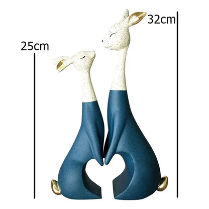 Heart Shaped Bunny Rabbit Lovers Sculpture