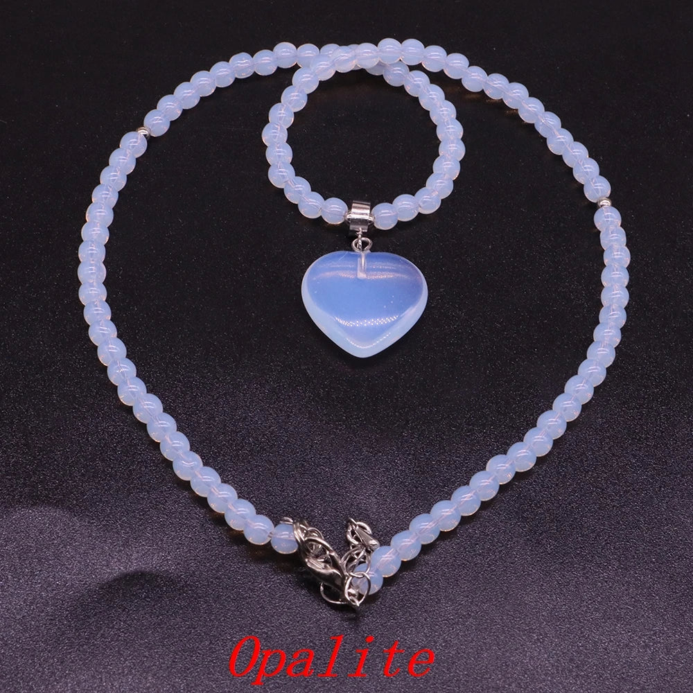 Heart-shaped Gems Bead Chain Natural Stone Lapis Lazuli Necklace