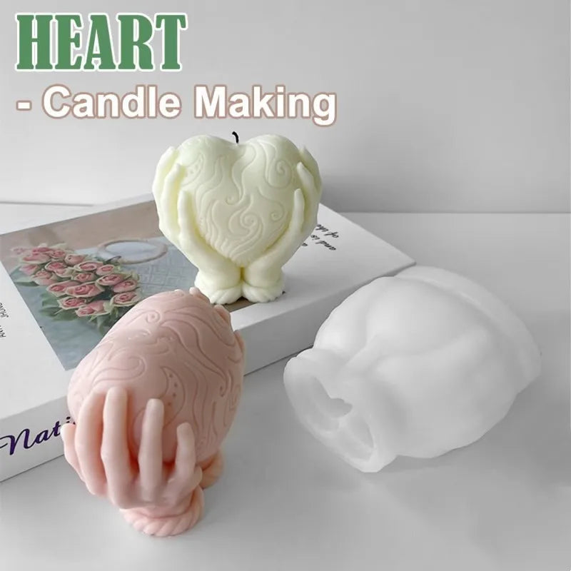 3D Heart Shape Candle Molds Hand Holding Silicone for Valentine's Day