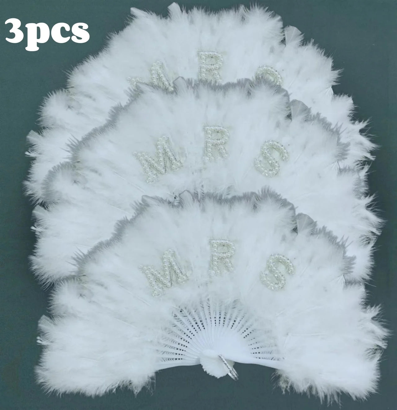 White Bride Feather Fan Foldable Bridal Shower Decoration