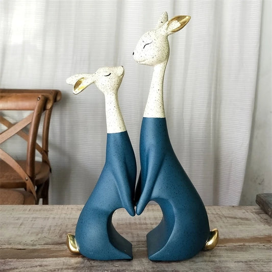 Heart Shaped Bunny Rabbit Lovers Sculpture