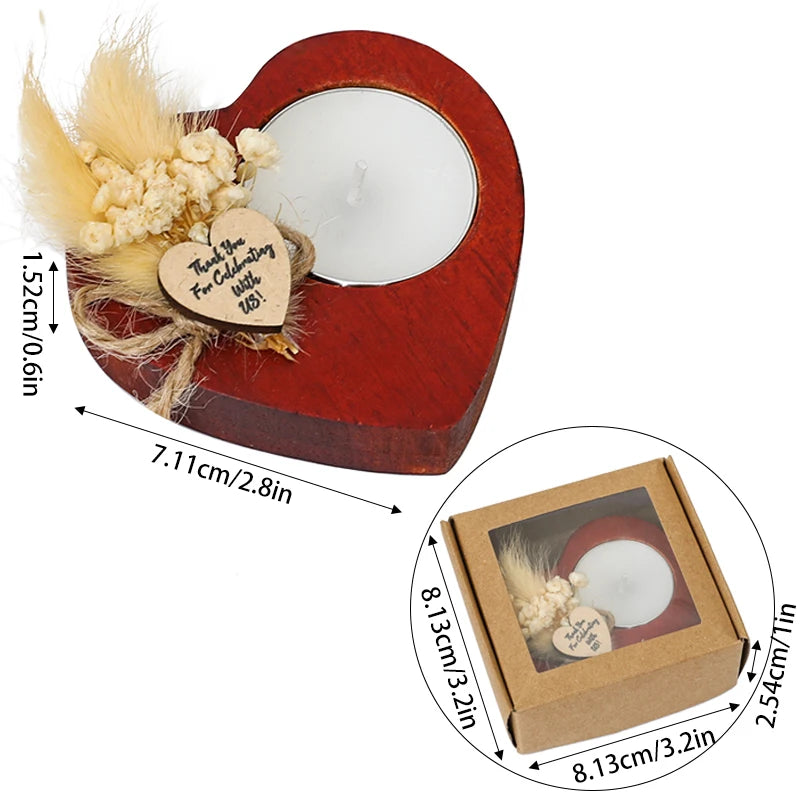 Wedding Wooden Heart Shaped Candlestick Centerpiece Gift