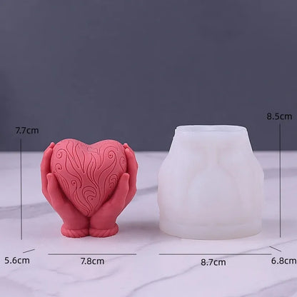 3D Heart Shape Candle Molds Hand Holding Silicone for Valentine's Day