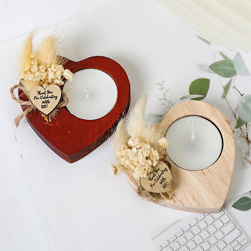 Wedding Wooden Heart Shaped Candlestick Centerpiece Gift