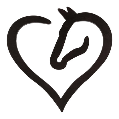 Hanging Love Horse Heart Wooden Wall Art Sculpture