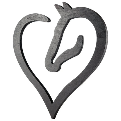 Hanging Love Horse Heart Wooden Wall Art Sculpture