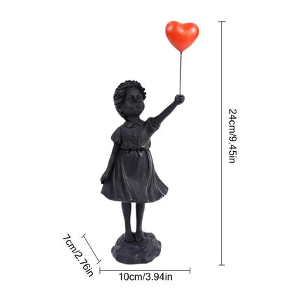 Girl With Red Balloon Figurine Modern Sculpture Resin