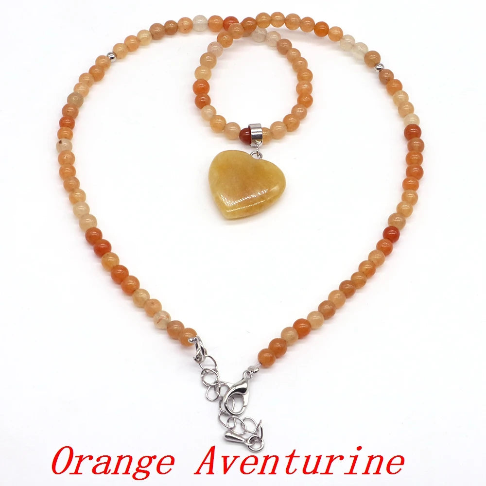 Heart-shaped Gems Bead Chain Natural Stone Lapis Lazuli Necklace